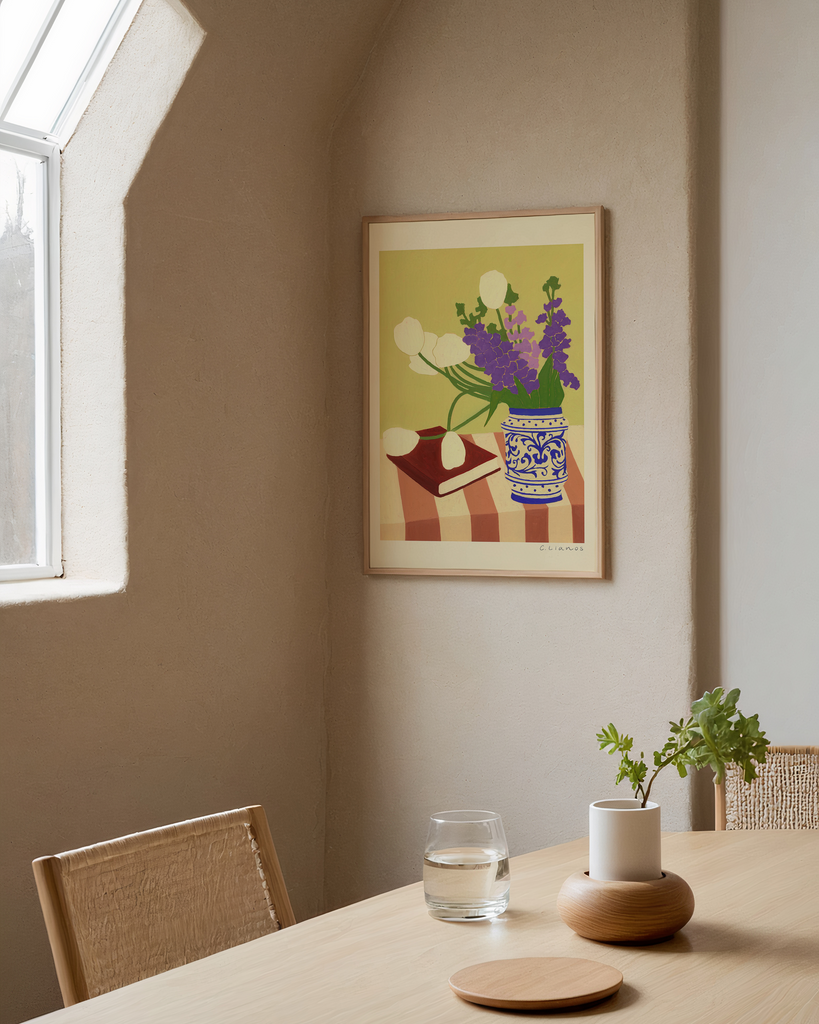 Carla Llanos Original Artwork  FLOWERS AND A BOOK