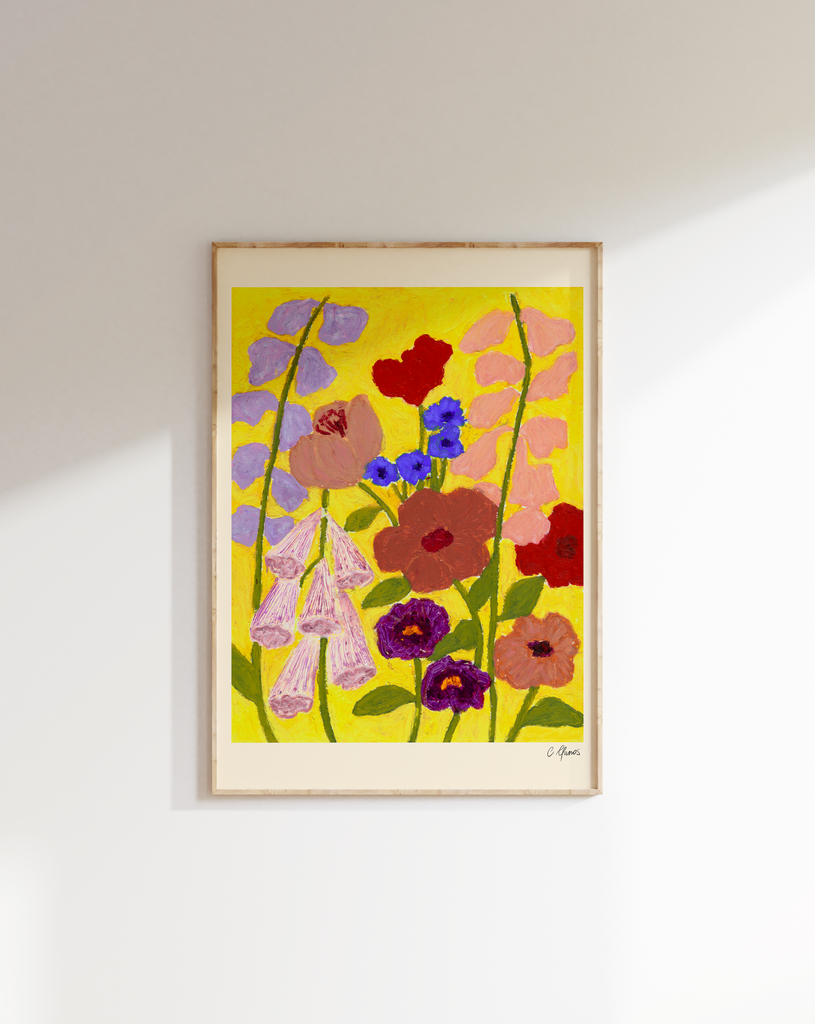 Carla Llanos Original Artwork  FLOWERS ON YELLOW