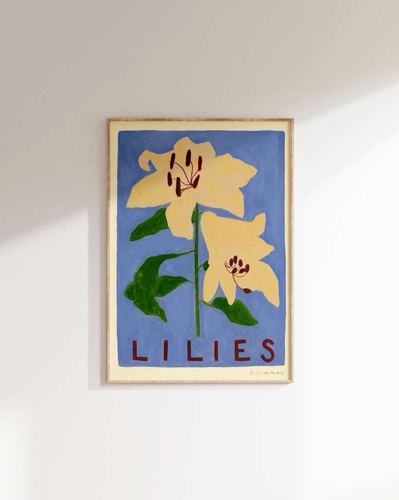 Carla Llanos Original Artwork  LILIES ON BLUE