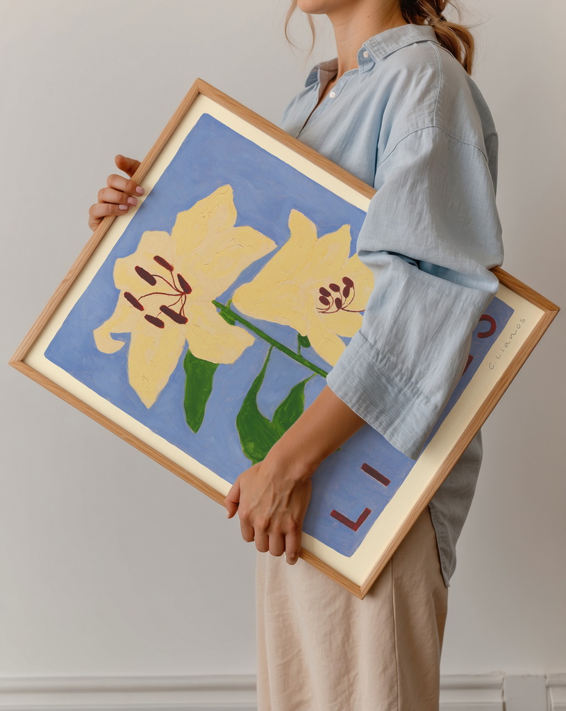 Carla Llanos Original Artwork  LILIES ON BLUE
