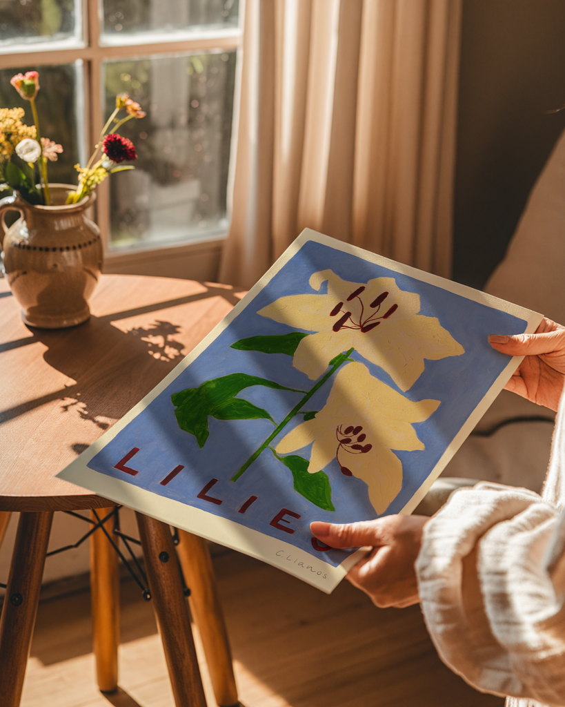 Carla Llanos Original Artwork  LILIES ON BLUE