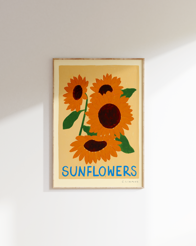 Carla Llanos Original Artwork  SUNFLOWERS ON YELLOW